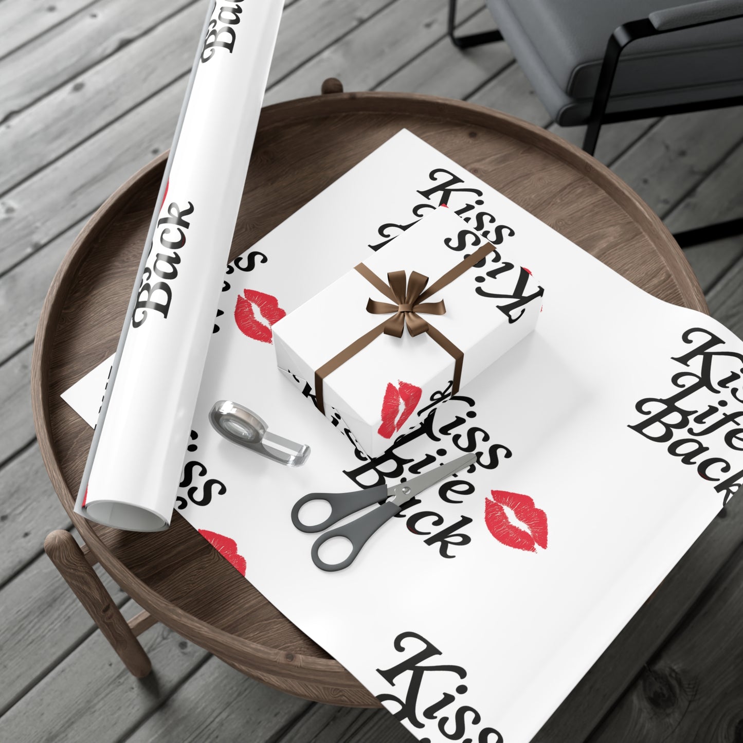 Kiss Life Back Gift Wrap Papers | Romantic Gift Wrap, Party Supplies, Elegant Wrapping, Valentine's Day, Love Gifts