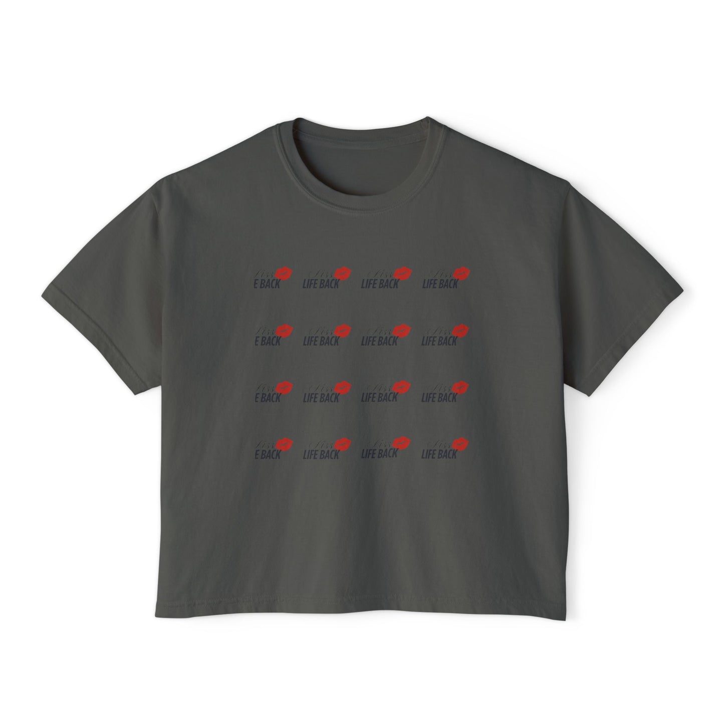 Women's Boxy Tee with Fun Lip Design DTG Print