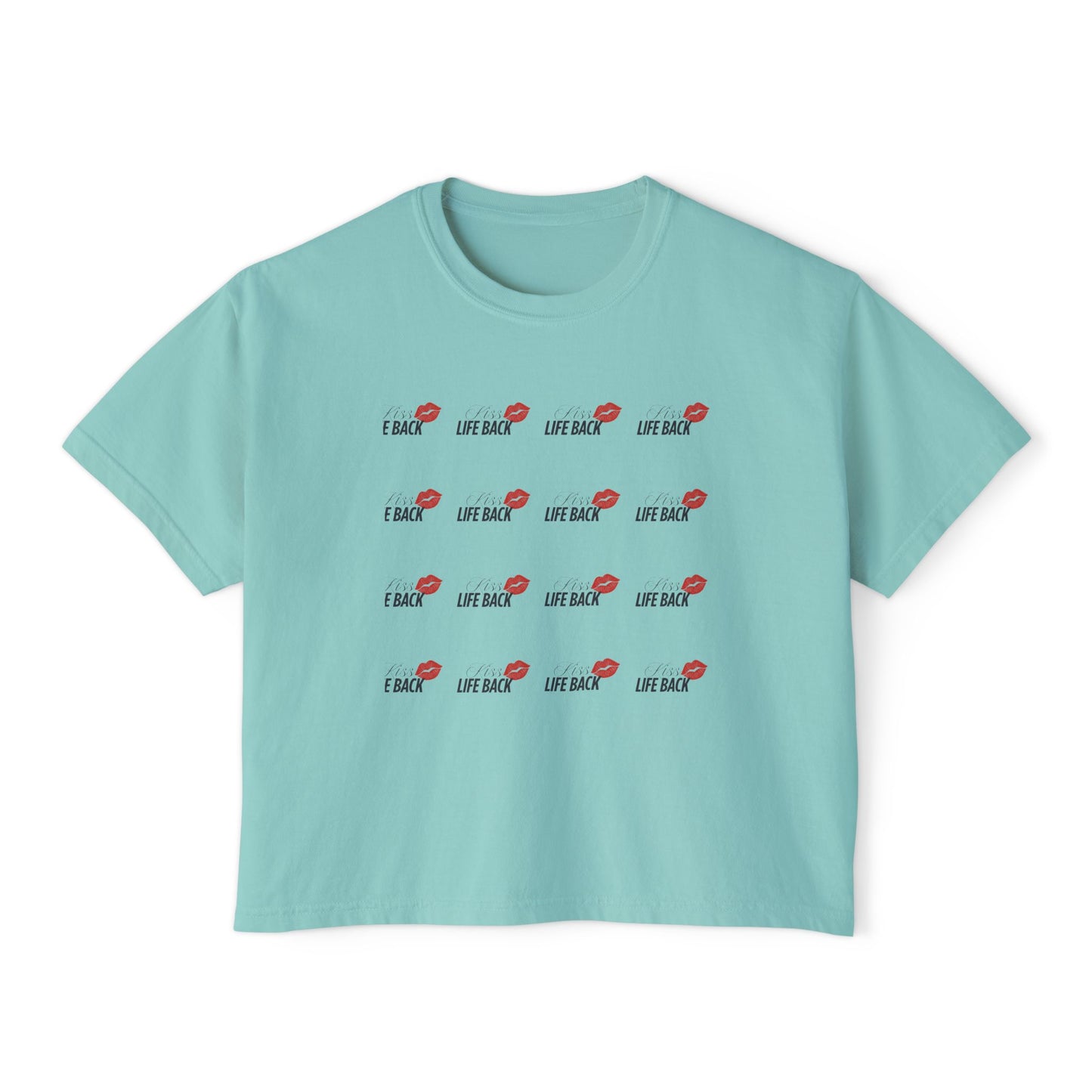 Women's Boxy Tee with Fun Lip Design DTG Print