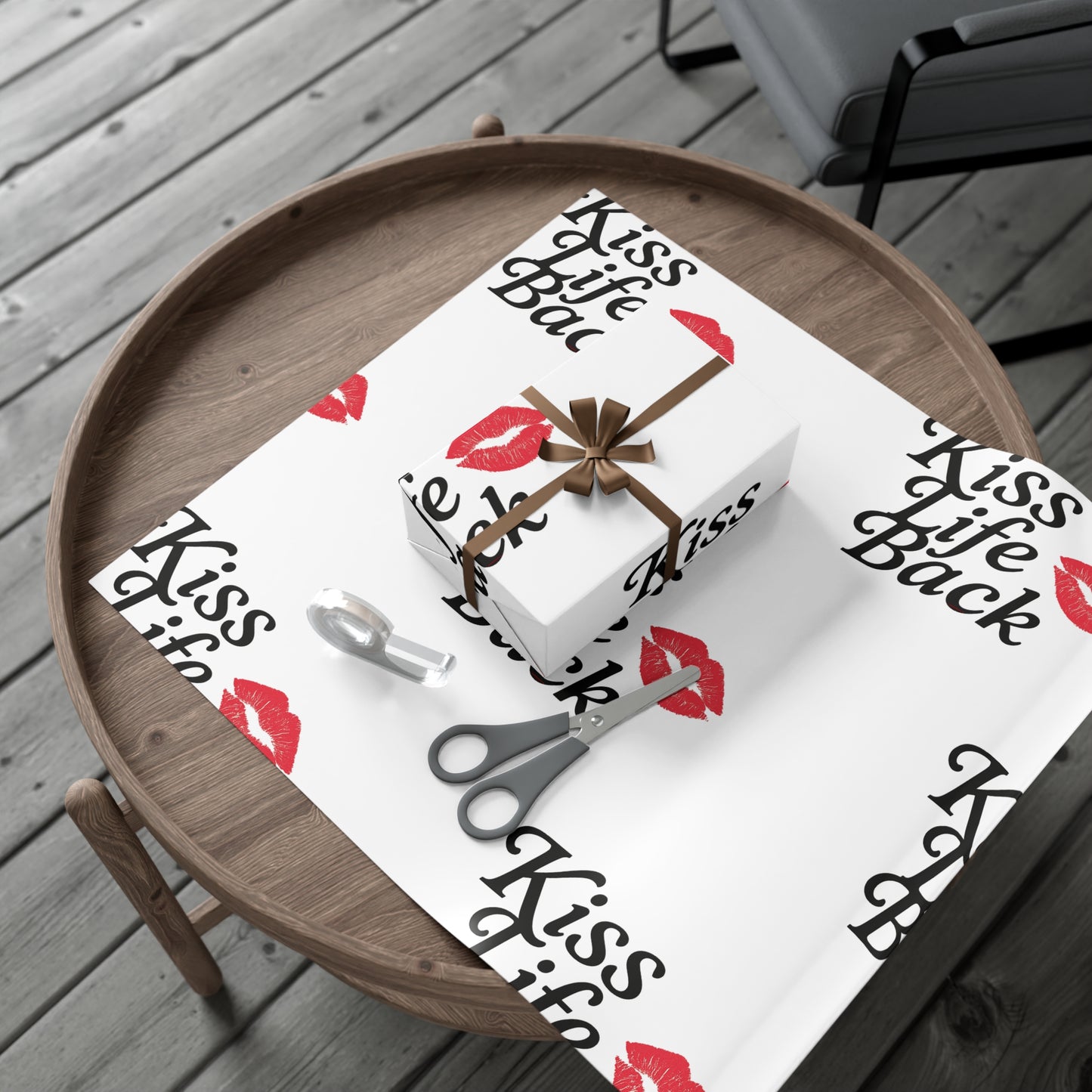 Kiss Life Back Gift Wrap Papers | Romantic Gift Wrap, Party Supplies, Elegant Wrapping, Valentine's Day, Love Gifts