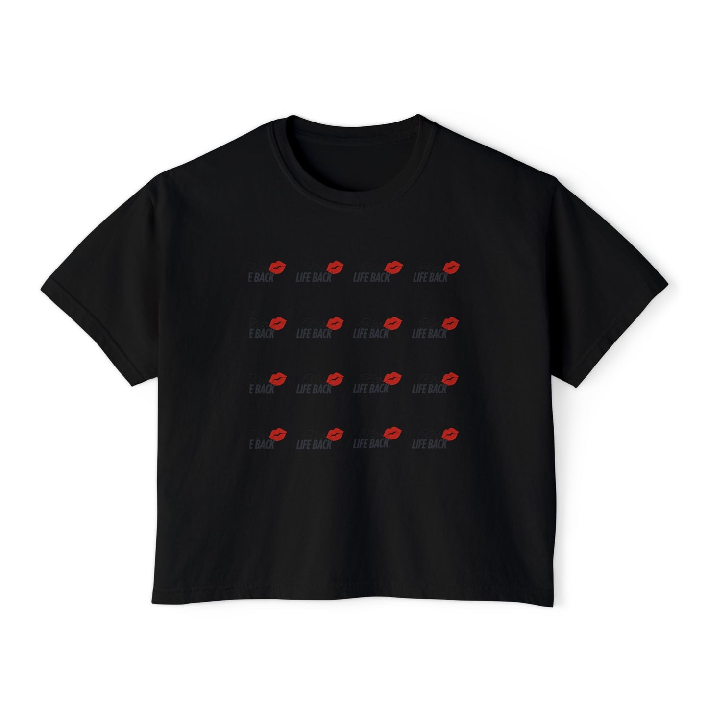 Women's Boxy Tee with Fun Lip Design DTG Print