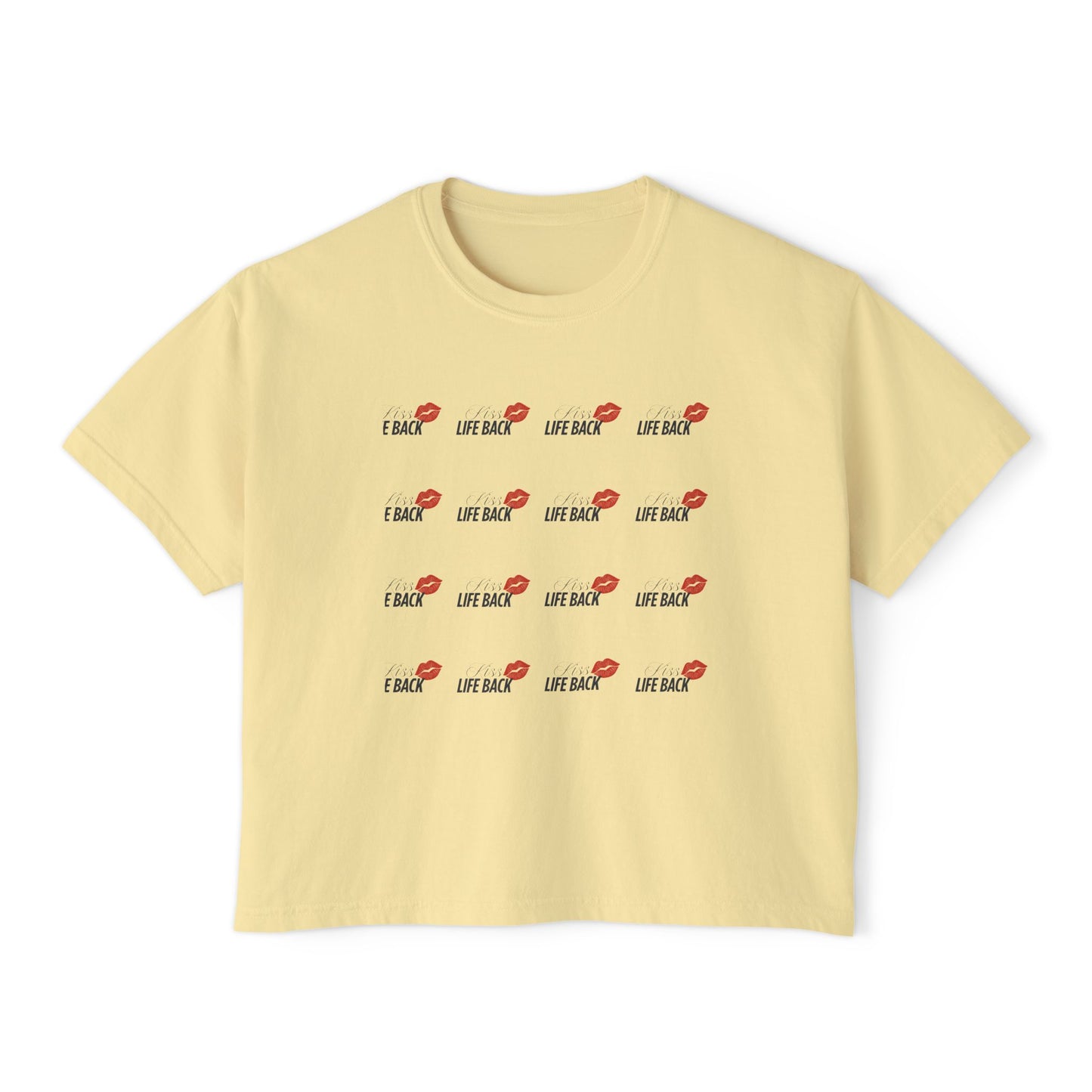 Women's Boxy Tee with Fun Lip Design DTG Print