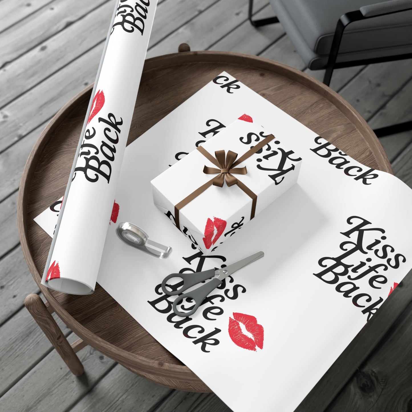 Kiss Life Back Gift Wrap Papers | Romantic Gift Wrap, Party Supplies, Elegant Wrapping, Valentine's Day, Love Gifts