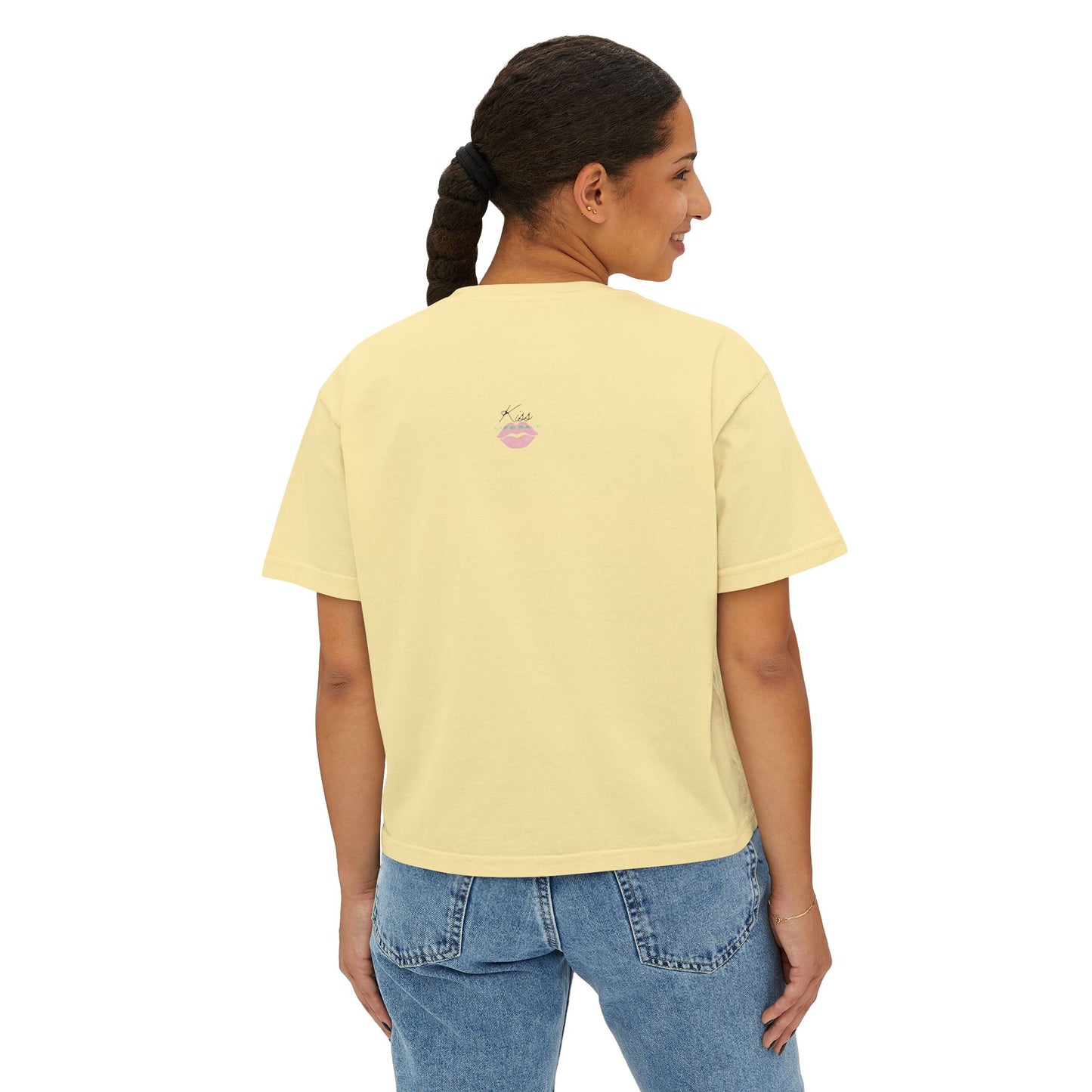 Women's Boxy Tee with Fun Lip Design DTG Print