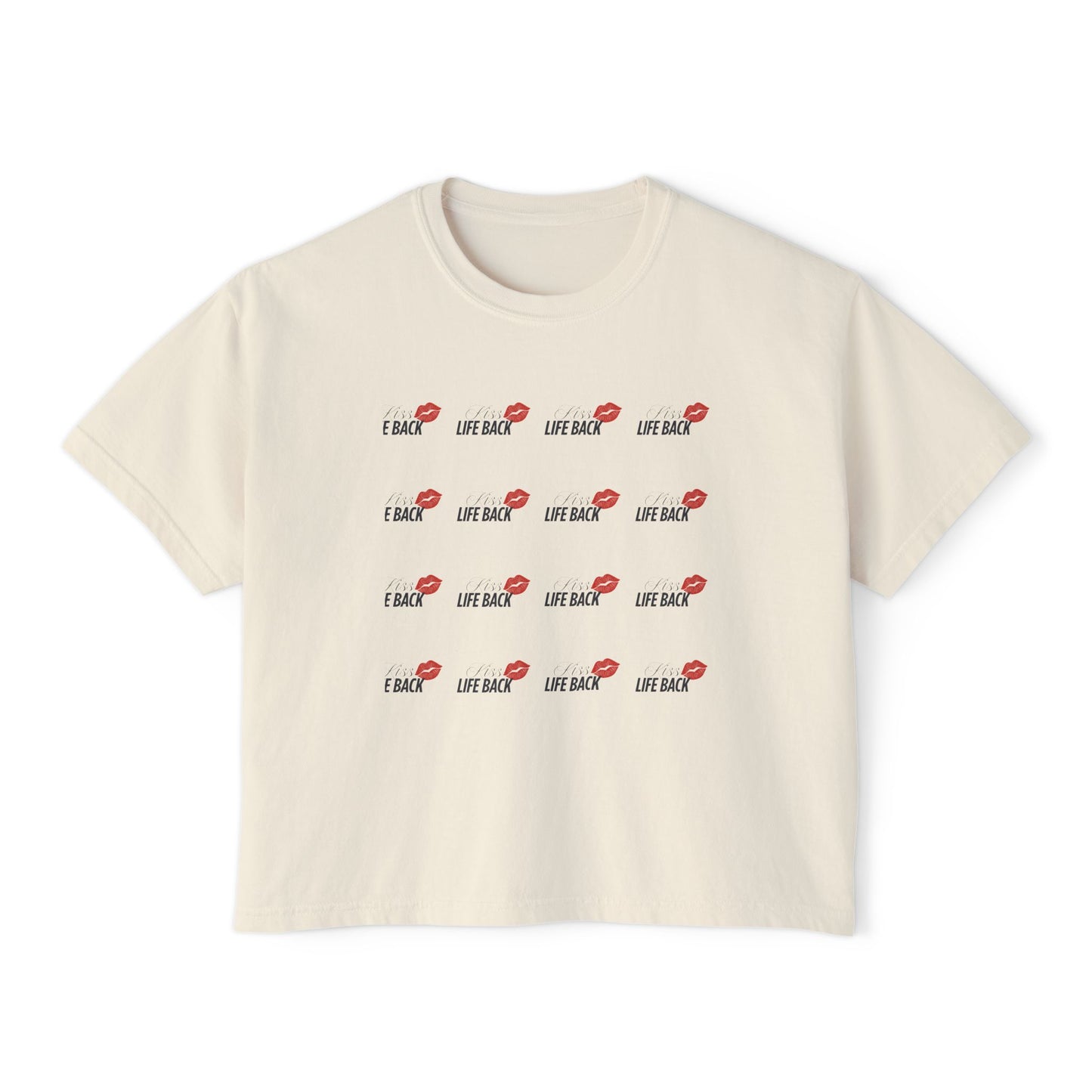 Women's Boxy Tee with Fun Lip Design DTG Print