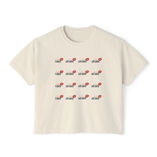 Women's Boxy Tee with Fun Lip Design DTG Print