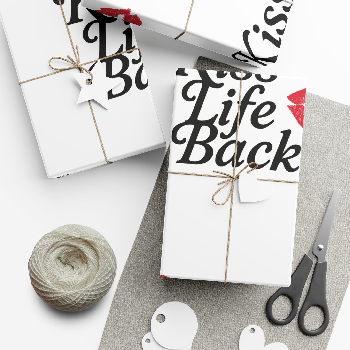 Kiss Life Back Gift Wrap Papers | Romantic Gift Wrap, Party Supplies, Elegant Wrapping, Valentine's Day, Love Gifts