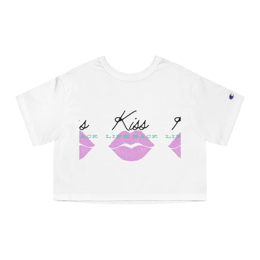 Kiss Life Back Cropped Tee | Big Lip Print Women's Shirt