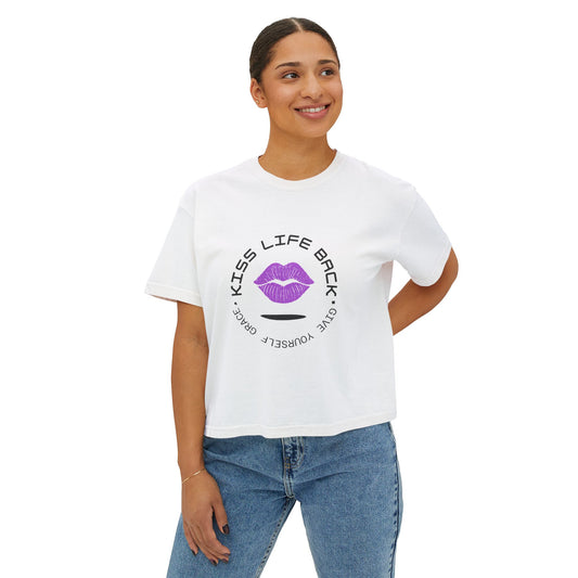 Give Yourself Grace Boxy Tee | Kiss Life Back Women's Shirt