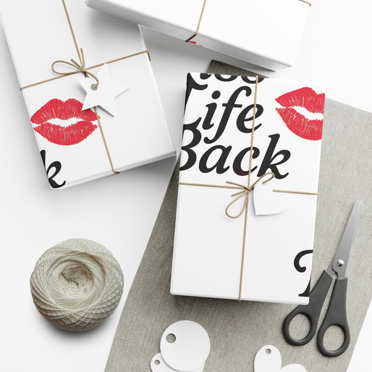 Kiss Life Back Gift Wrap Papers | Romantic Gift Wrap, Party Supplies, Elegant Wrapping, Valentine's Day, Love Gifts