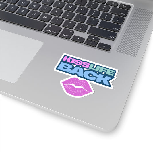Vibrant Kiss-Cut Stickers - "Kiss Life Back" Decal, Fun Laptop Stickers, Cute Gift, Self-Expression, Trendy Decor