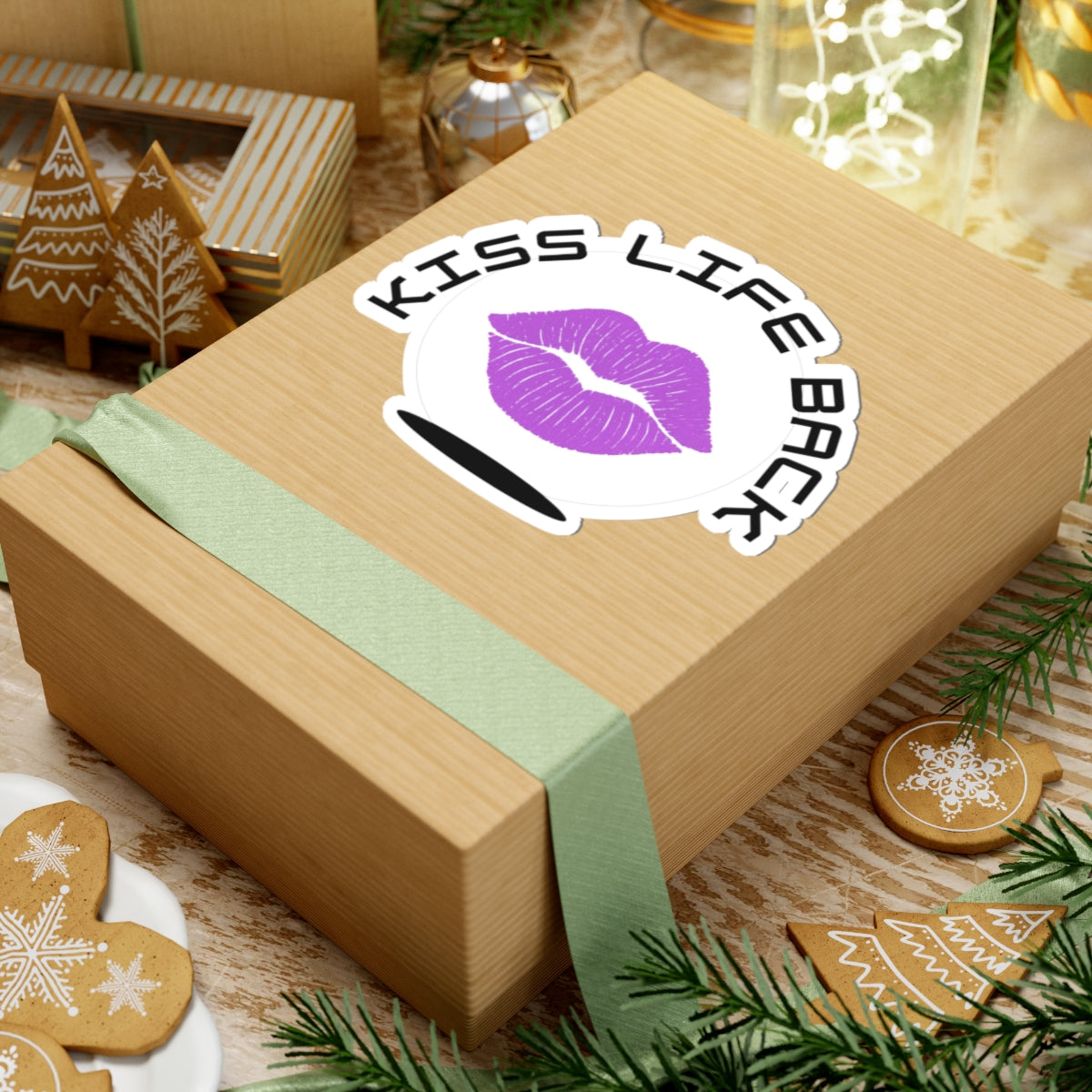 Kiss Life Back Stickers | Vinyl Decals for Laptops, Water Bottles, and Scrapbooking | Fun Gifts for Friends & Self-Expression