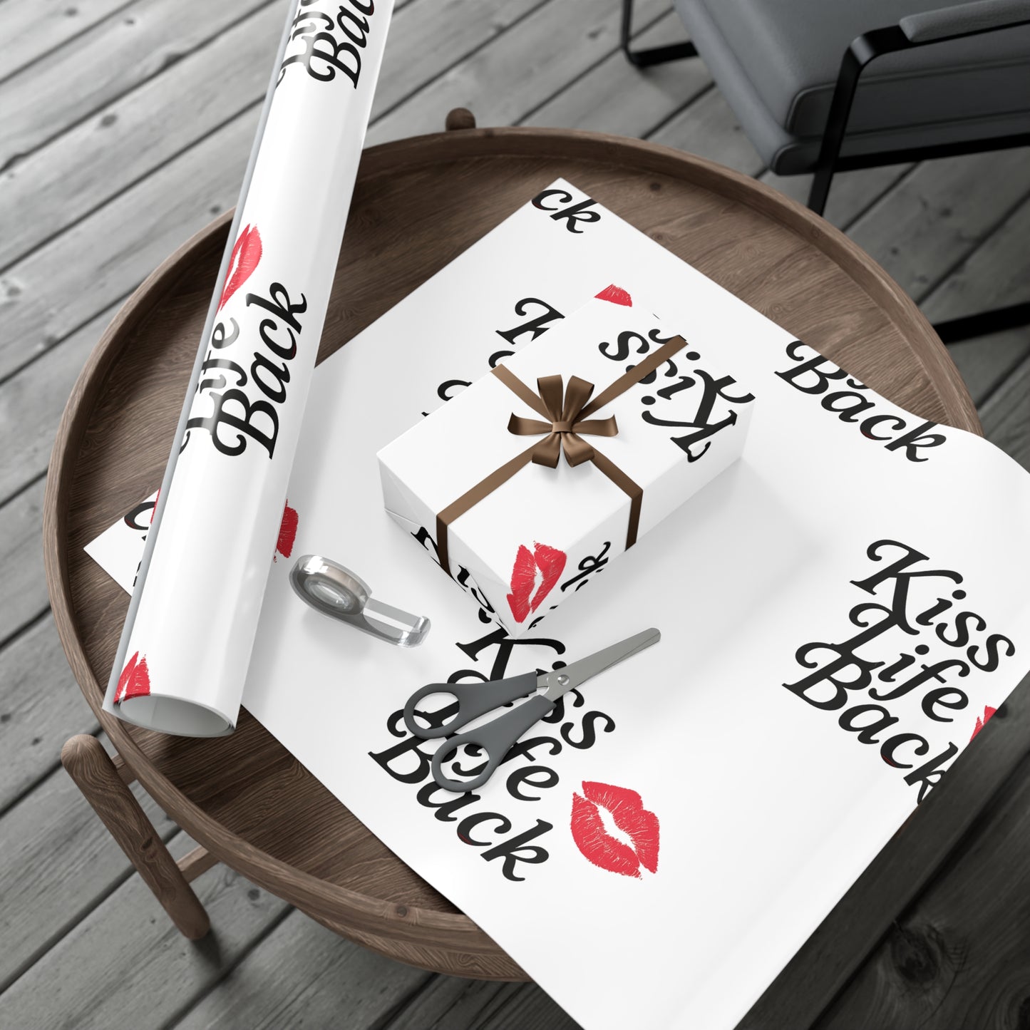 Kiss Life Back Gift Wrap Papers | Romantic Gift Wrap, Party Supplies, Elegant Wrapping, Valentine's Day, Love Gifts
