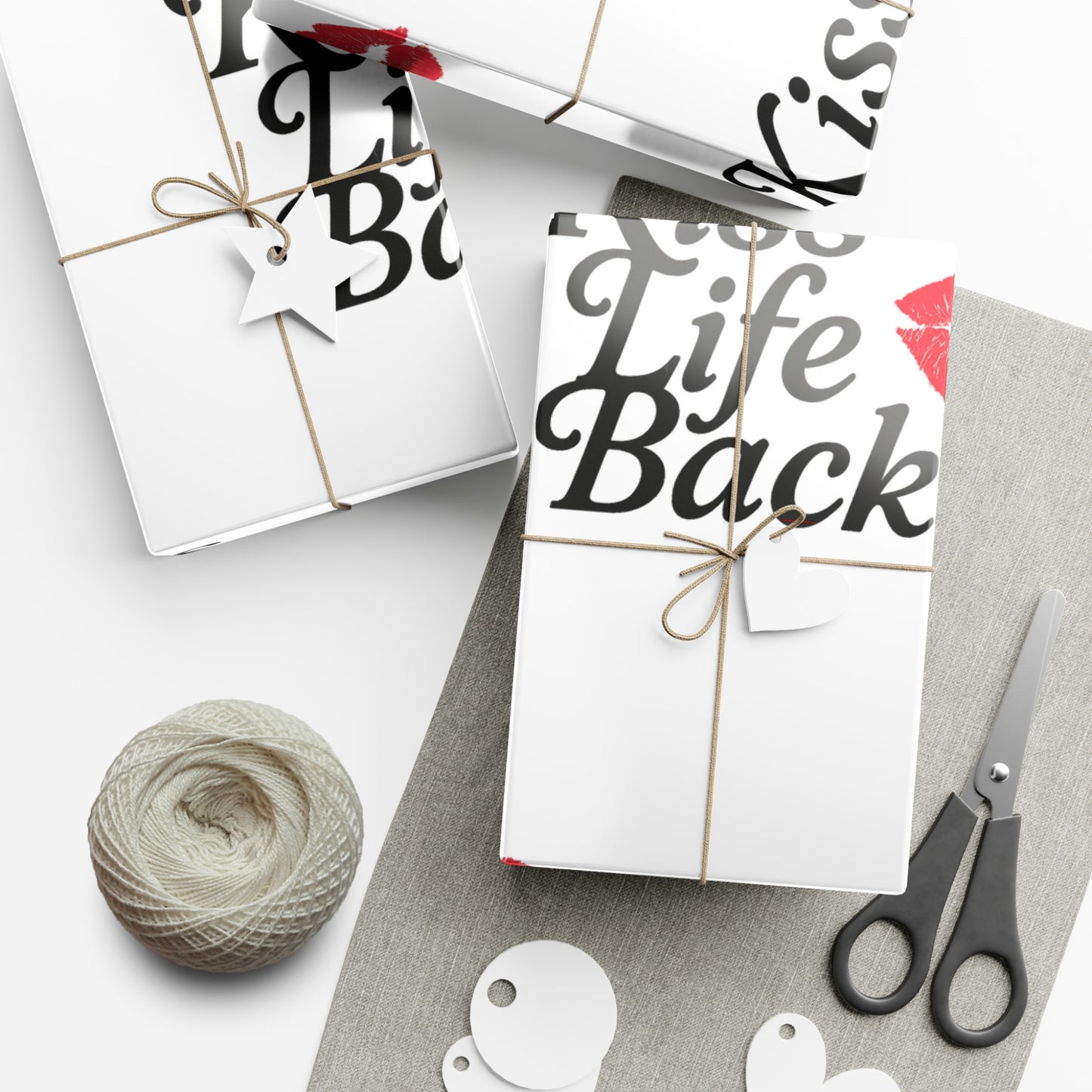 Kiss Life Back Gift Wrap Papers | Romantic Gift Wrap, Party Supplies, Elegant Wrapping, Valentine's Day, Love Gifts