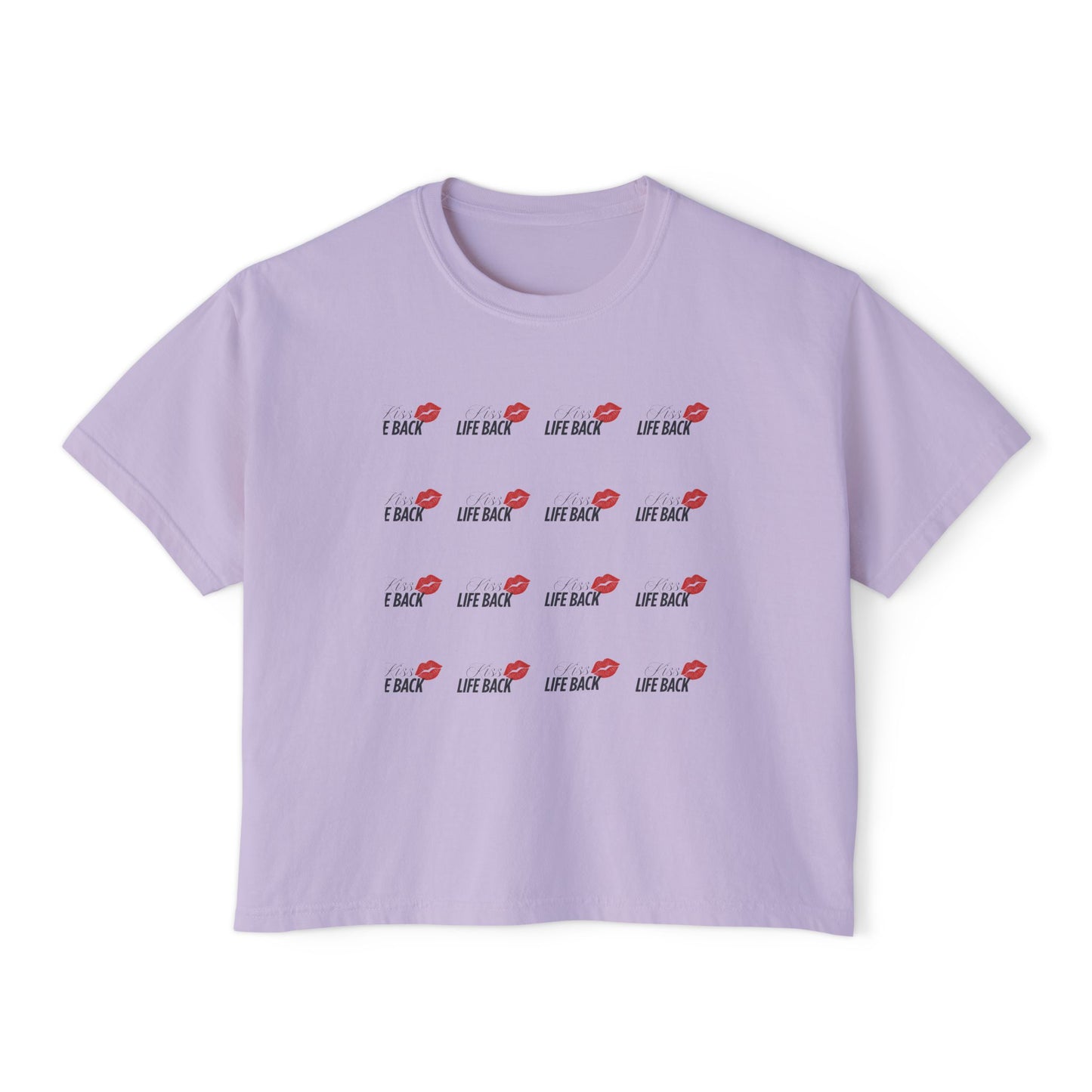 Women's Boxy Tee with Fun Lip Design DTG Print