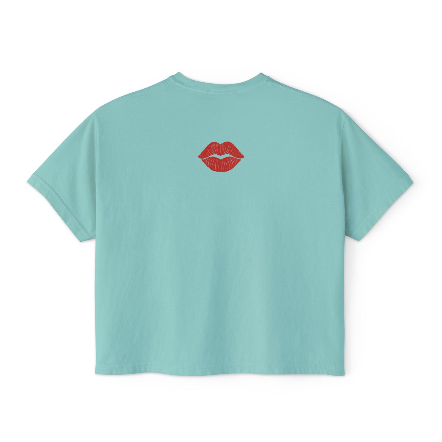 Kiss Life Back Women's Boxy Tee - Fun & Trendy Graphic Tee with Lip Prints