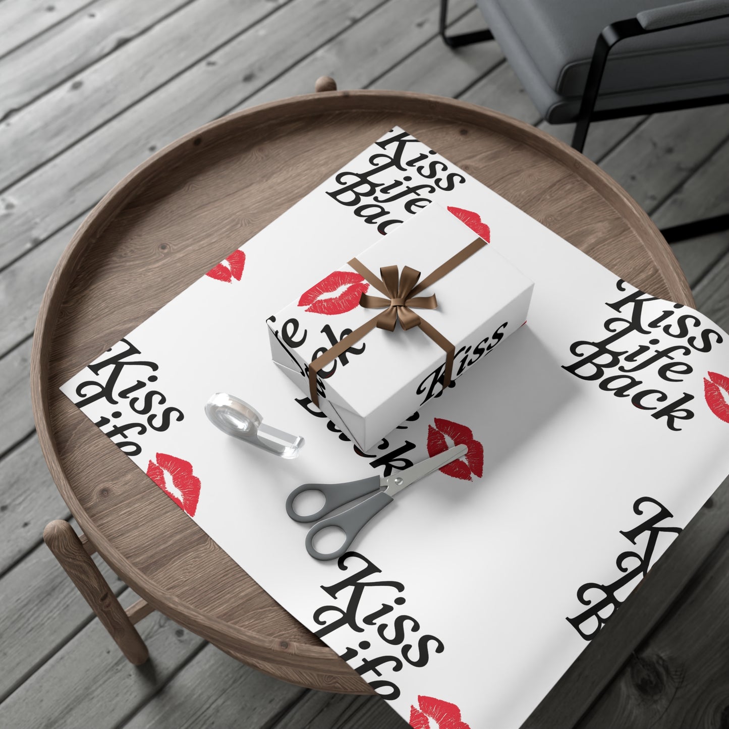 Kiss Life Back Gift Wrap Papers | Romantic Gift Wrap, Party Supplies, Elegant Wrapping, Valentine's Day, Love Gifts