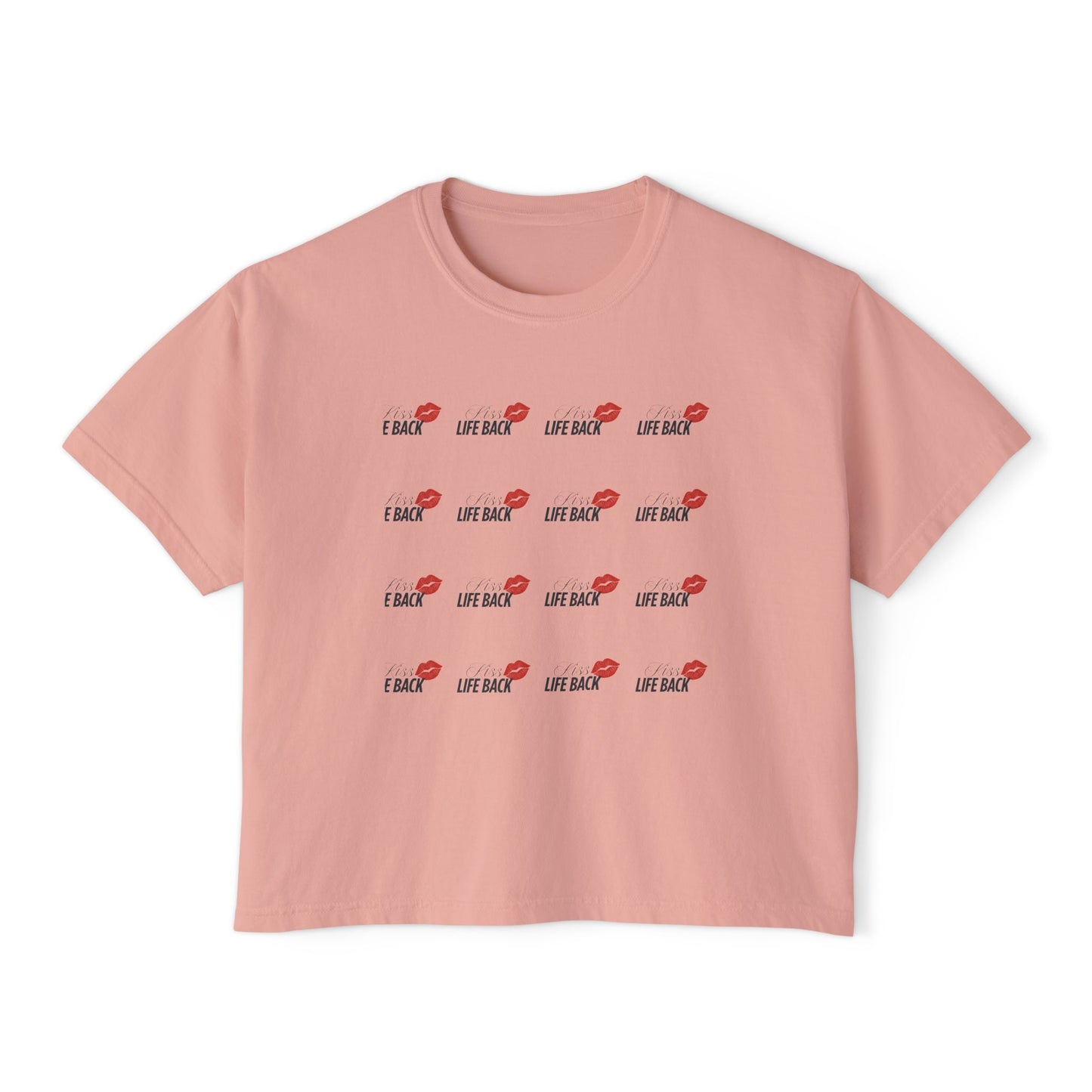 Women's Boxy Tee with Fun Lip Design DTG Print
