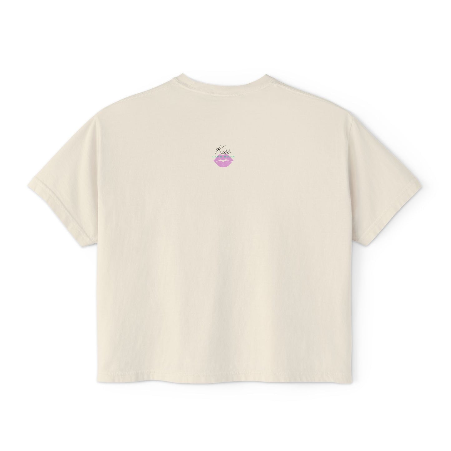 Women's Boxy Tee with Fun Lip Design DTG Print