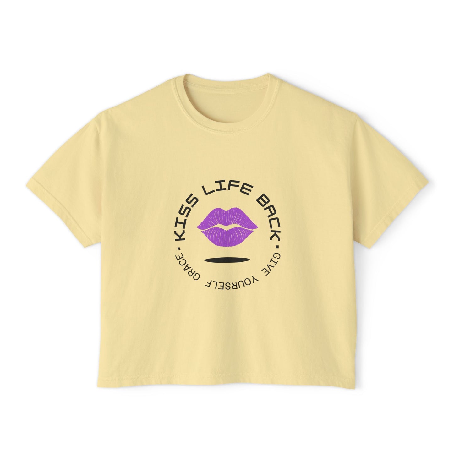 Give Yourself Grace Boxy Tee | Kiss Life Back Women's Shirt