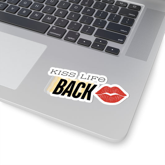 Kiss Life Back Stickers | Fun Lipstick Decals, Laptop Stickers, Self-Care Gifts, Inspirational Quotes, Mood Boosters