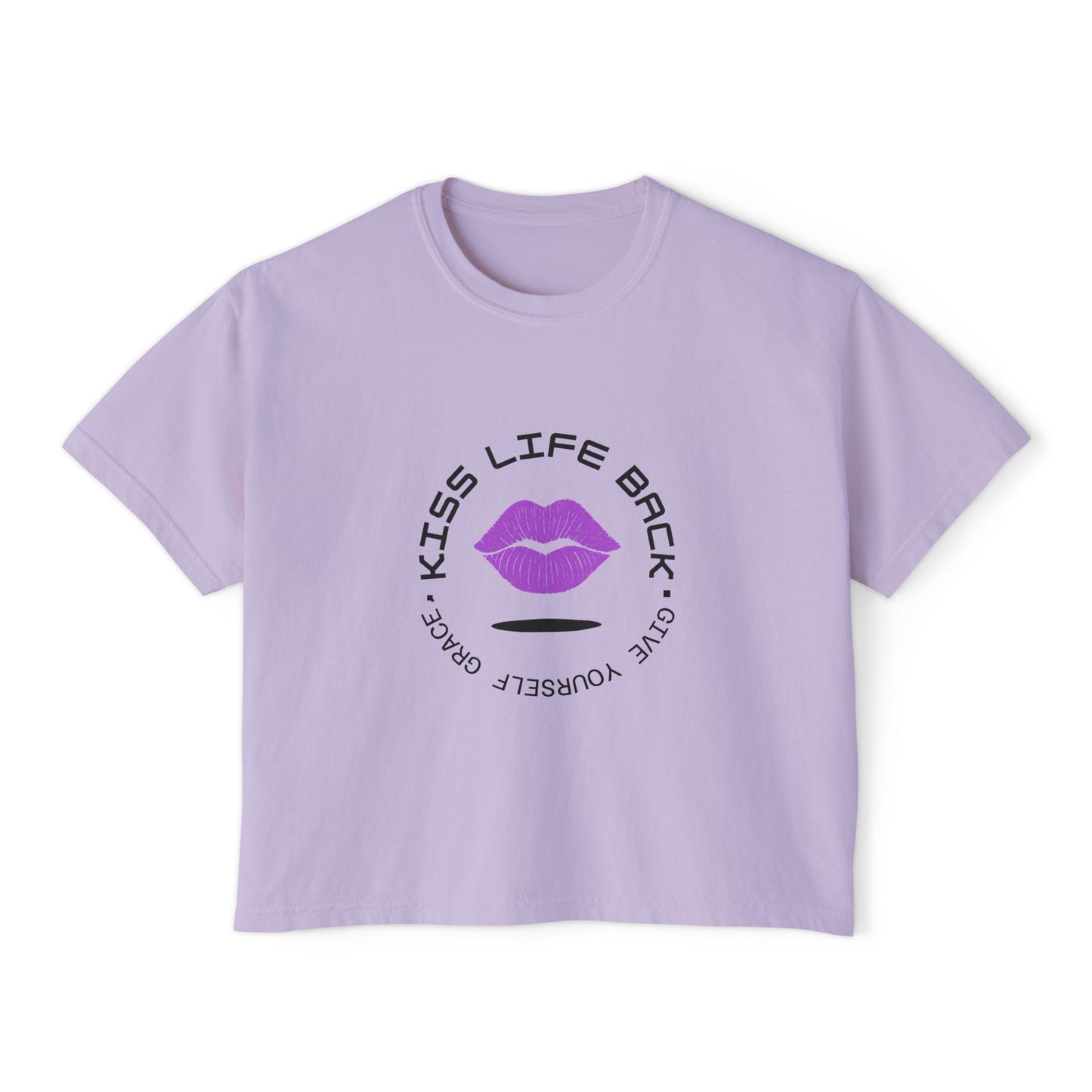 Kiss Life Back Women's Boxy Tee - Fun & Trendy Graphic Tee with Lip Prints